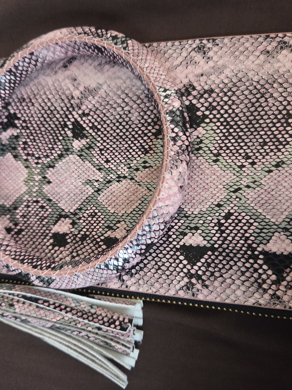 Pink Snake-Print Bracelet Style Wristlet and Headband
